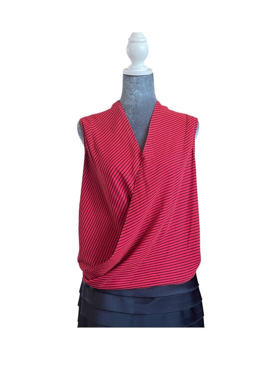 Vince Camuto Tops - Vince Camuto Stripe Sleeveless Faux Wrap Top Size XS